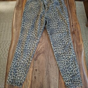 Torrid Leopard Print Cropped Jeans in Gray and Tan